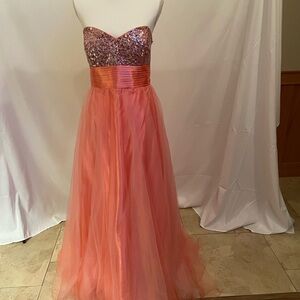 Strapless Sequin Coral Dress